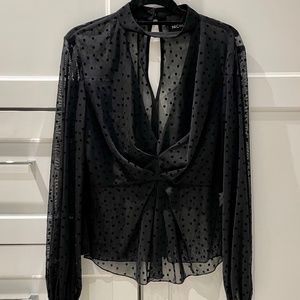 NICHOLAS Polka-Dot Black Blouse, Size US 6